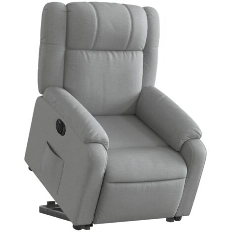 Sillón relax TV con función de elevación eléctrica muy cómoda en tela gris claro DEC028316
