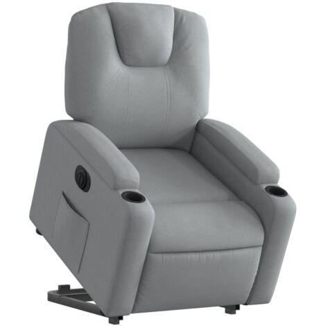 Sillón relax TV con función de elevación eléctrica muy cómoda en tela gris claro DEC028319