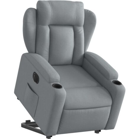 Sillón relax TV con función de elevación eléctrica muy cómoda en tela gris claro DEC028325