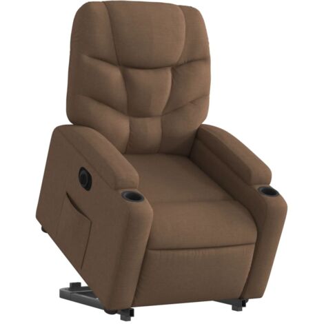 Sillón relax TV con función de elevación eléctrica muy cómoda en tela marrón DEC028438