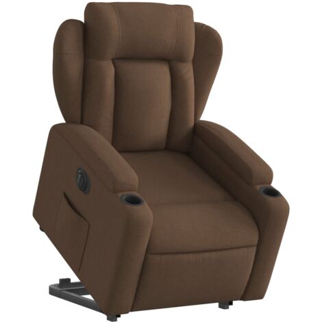 Sillón relax TV con función de elevación eléctrica muy cómoda en tela marrón DEC028452