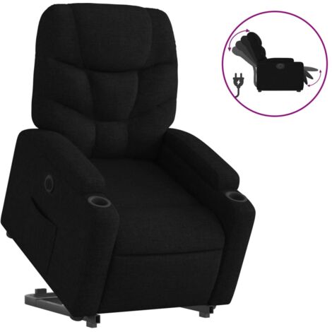Sillón relax TV con función de elevación eléctrica muy cómoda en tela negra DEC028505