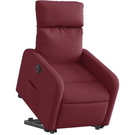 Sillón relax TV con función de elevación eléctrica muy cómoda en tela rojo burdeos DEC028542