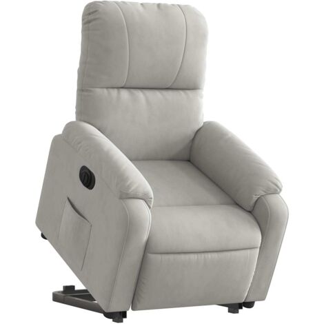Sillón relax TV con función de elevación eléctrica muy cómodo en tejido de microfibra gris DEC028330