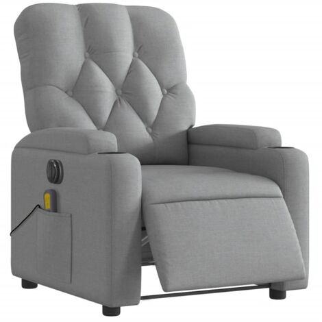 Sillón relax TV con función de masaje reclinable eléctrico en tela gris claro DEC027158