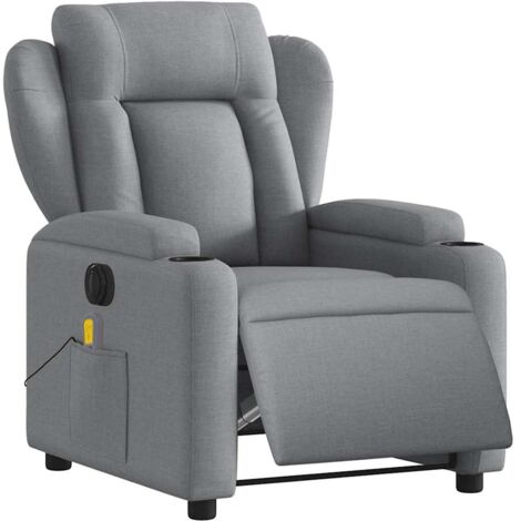 Sillón relax TV con función de masaje reclinable eléctrico en tela gris claro DEC027163
