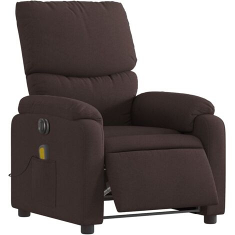 Sillón relax TV con función de masaje reclinable eléctrico en tela marrón oscuro DEC027194