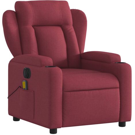 Sillón relax TV con función de masaje reclinable eléctrico en tela rojo burdeos DEC027249