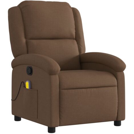 Sillón relax TV con función masaje, reclinable, 6 puntos de masaje en tela marrón DEC027006