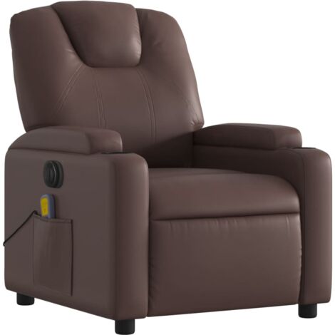 Sillón relax TV con función masaje reclinable eléctrico en PVC marrón DEC027196