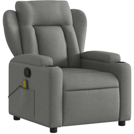 Sillón relax TV con función masaje reclinable en tela gris oscuro DEC026943
