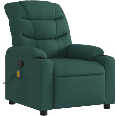 Sillón relax TV con función masaje reclinable en tela verde oscuro DEC027128