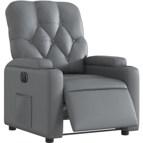 Sillón relax TV con función reclinable eléctrica muy cómodo en PVC gris DEC028373