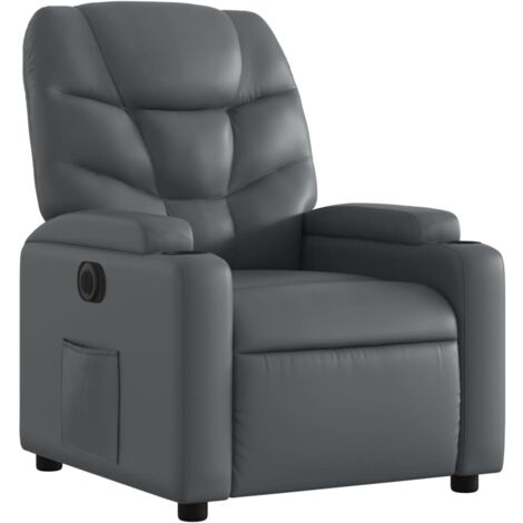 Sillón relax TV con función reclinable eléctrica muy cómodo en PVC gris DEC028376
