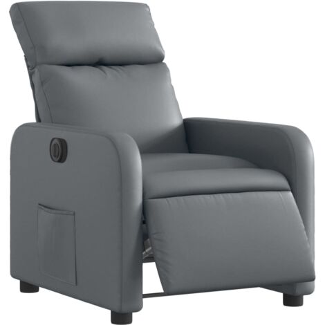 Sillón relax TV con función reclinable eléctrica muy cómodo en PVC gris DEC028384