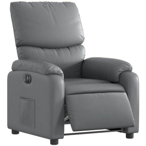 Sillón relax TV con función reclinable eléctrica muy cómodo en PVC gris DEC028385