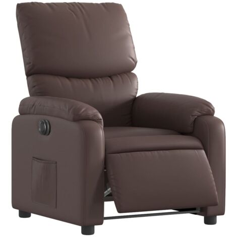Sillón relax TV con función reclinable eléctrica muy cómodo en PVC marrón DEC028430