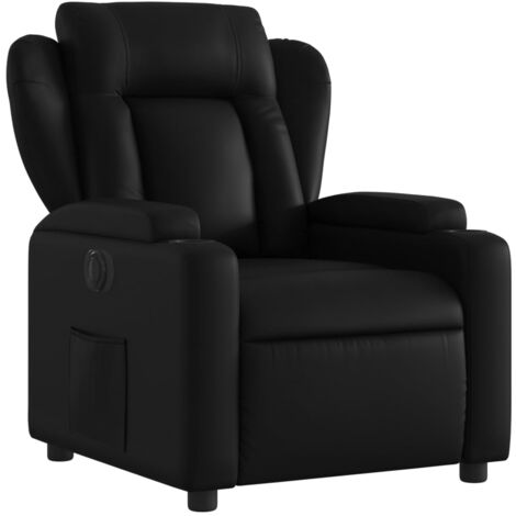 Sillón relax TV con función reclinable eléctrica muy cómodo en PVC negro DEC028473