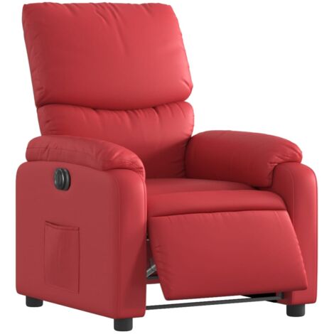 Sillón relax TV con función reclinable eléctrica muy cómodo en PVC rojo DEC028556