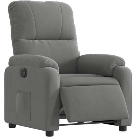 Sillón relax TV con función reclinable eléctrica muy cómodo en tejido de microfibra gris DEC028367
