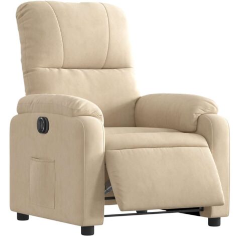 Sillón relax TV con función reclinable eléctrica muy cómodo en tejido microfibra color crema DEC028295