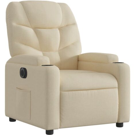 Sillón relax TV con función reclinable eléctrica muy cómodo en tela crema DEC028274