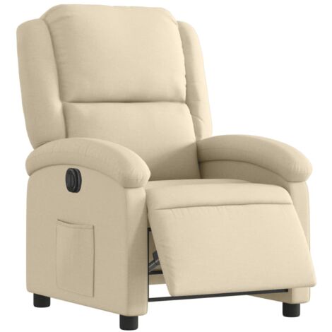Sillón relax TV con función reclinable eléctrica muy cómodo en tela crema DEC028278