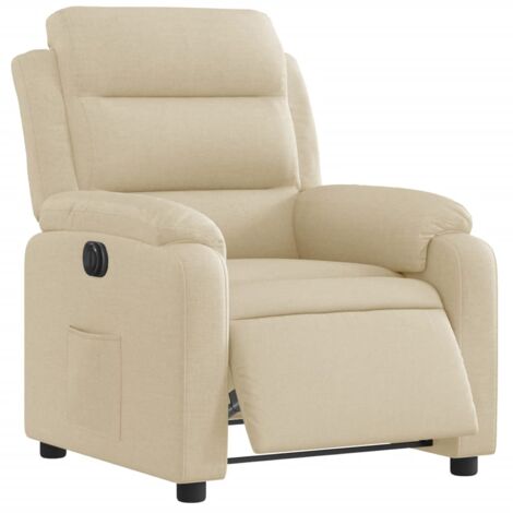 Sillón relax TV con función reclinable eléctrica muy cómodo en tela crema DEC028289