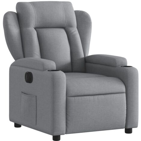 Sillón relax TV con función reclinable eléctrica muy cómodo en tela gris claro DEC028304