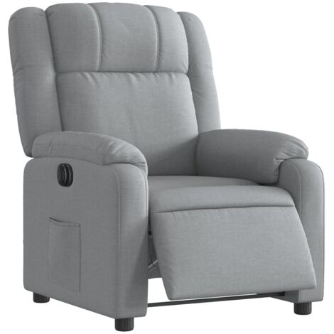 Sillón relax TV con función reclinable eléctrica muy cómodo en tela gris claro DEC028305