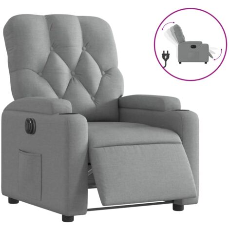 Sillón relax TV con función reclinable eléctrica muy cómodo en tela gris claro DEC028307