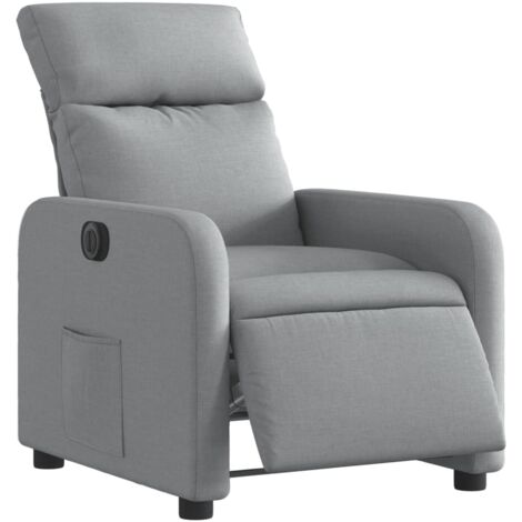 Sillón relax TV con función reclinable eléctrica muy cómodo en tela gris claro DEC028311