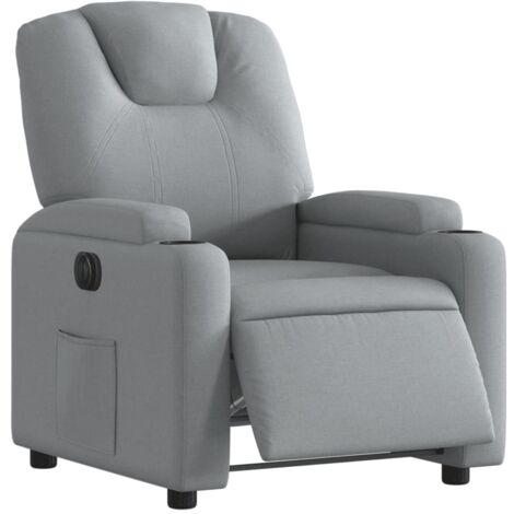 Sillón relax TV con función reclinable eléctrica muy cómodo en tela gris claro DEC028312