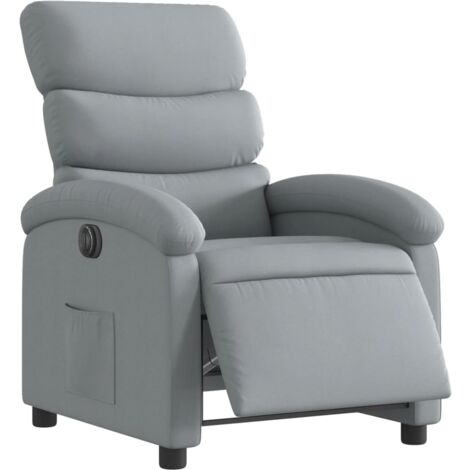 Sillón relax TV con función reclinable eléctrica muy cómodo en tela gris claro DEC028324