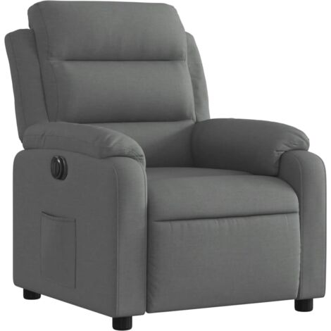 Sillón relax TV con función reclinable eléctrica muy cómodo en tela gris DEC028344
