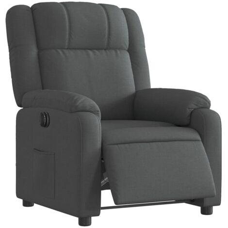 Sillón relax TV con función reclinable eléctrica muy cómodo en tela gris oscuro DEC028340