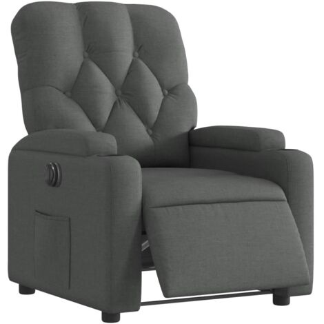Sillón relax TV con función reclinable eléctrica muy cómodo en tela gris oscuro DEC028341