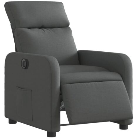 Sillón relax TV con función reclinable eléctrica muy cómodo en tela gris oscuro DEC028345