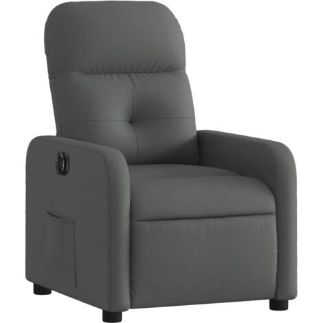 Sillón relax TV con función reclinable eléctrica muy cómodo en tela gris oscuro DEC028348