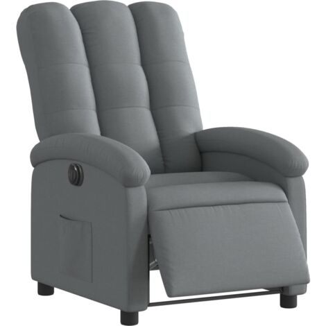 Sillón relax TV con función reclinable eléctrica muy cómodo en tela gris oscuro DEC028358