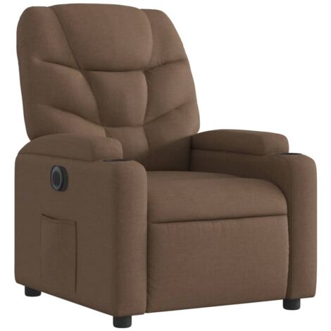Sillón relax TV con función reclinable eléctrica muy cómodo en tela marrón DEC028434