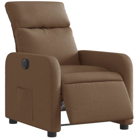 Sillón relax TV con función reclinable eléctrica muy cómodo en tela marrón DEC028454