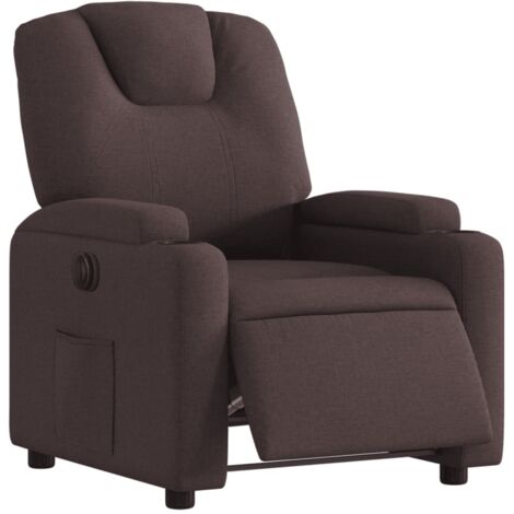 Sillón relax TV con función reclinable eléctrica muy cómodo en tela marrón oscuro DEC028399