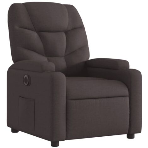 Sillón relax TV con función reclinable eléctrica muy cómodo en tela marrón oscuro DEC028406