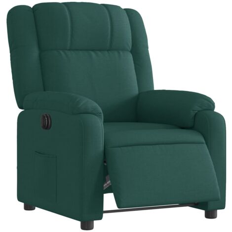 Sillón relax TV con función reclinable eléctrica muy cómodo en tela verde oscuro DEC028595