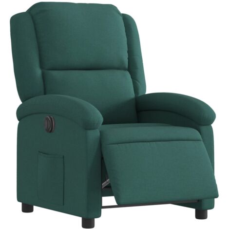 Sillón relax TV con función reclinable eléctrica muy cómodo en tela verde oscuro DEC028603