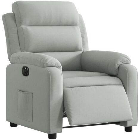 Sillón relax TV con función reclinable eléctrica muy cómodo en terciopelo gris claro DEC028333