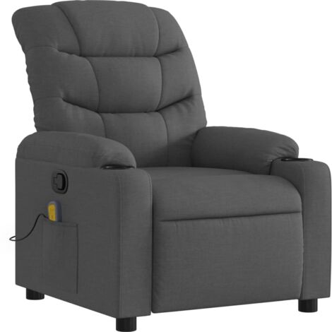 Sillón relax TV con función reclinable manual en tela gris oscuro DEC026958