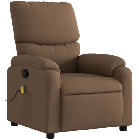 Sillón relax TV con función reclinable manual en tela marrón DEC027007