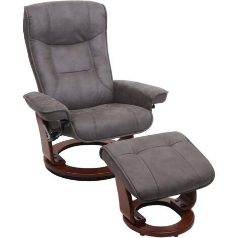 Sillón relax TV con reposapiés de tela capacidad de carga 130 kg color nogal gris oscuro 040003676